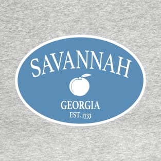 Savannah Georgia Est 1733 Peach Oval Coastal Blue T-Shirt